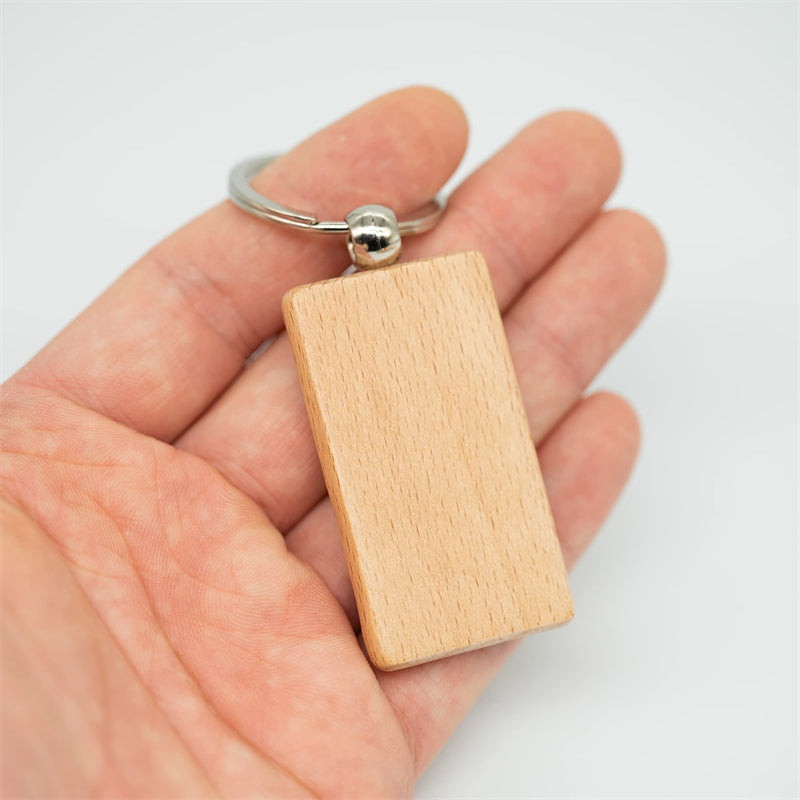 Set of 20 DIY Blank Wood Keychain Pendants in Solid Colors for Crafting Personalized Key Rings