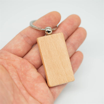 Set of 20 DIY Blank Wood Keychain Pendants in Solid Colors for Crafting Personalized Key Rings