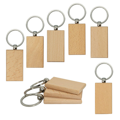 Set of 20 DIY Blank Wood Keychain Pendants in Solid Colors for Crafting Personalized Key Rings