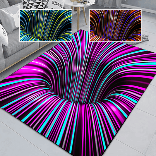 Enhance Your Home with a Colorful 3D Pattern Rug, Non-Slip and Stylish Indoor Carpet. Perfect for Doorway Mats, Bedroom Decoration, or Game Room. Made of Polyester Material, this Floor Mat Adds a Pop of Color with its 3D Swirl Illusion Design.