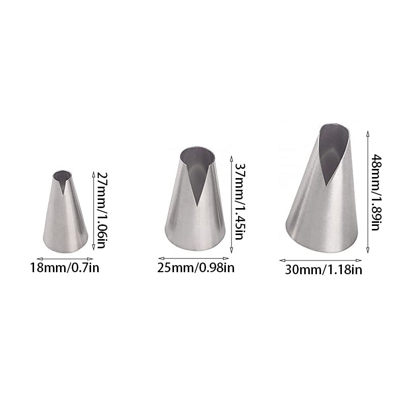 Set of 3 Durable Stainless Steel Russian Piping Tips - Unique V-Shaped Wave Nozzles for Decorating Pastries, Cupcakes, Cakes, and Cookies - Simple to Use Kitchen Tools