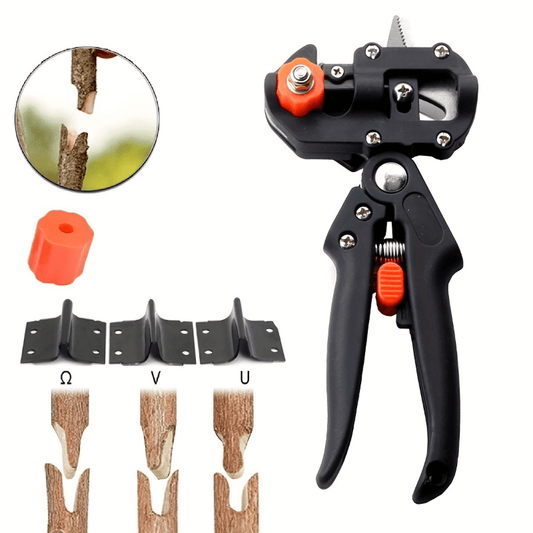 1 Set, Ergonomic 2-in-1 Garden Grafting & Pruning Tool Kit for Fruit Trees - Includes Stainless Steel Blade, Saw, Scissors, Cutting Board.