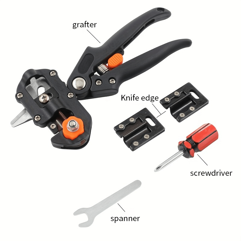 1 Set, Ergonomic 2-in-1 Garden Grafting & Pruning Tool Kit for Fruit Trees - Includes Stainless Steel Blade, Saw, Scissors, Cutting Board.