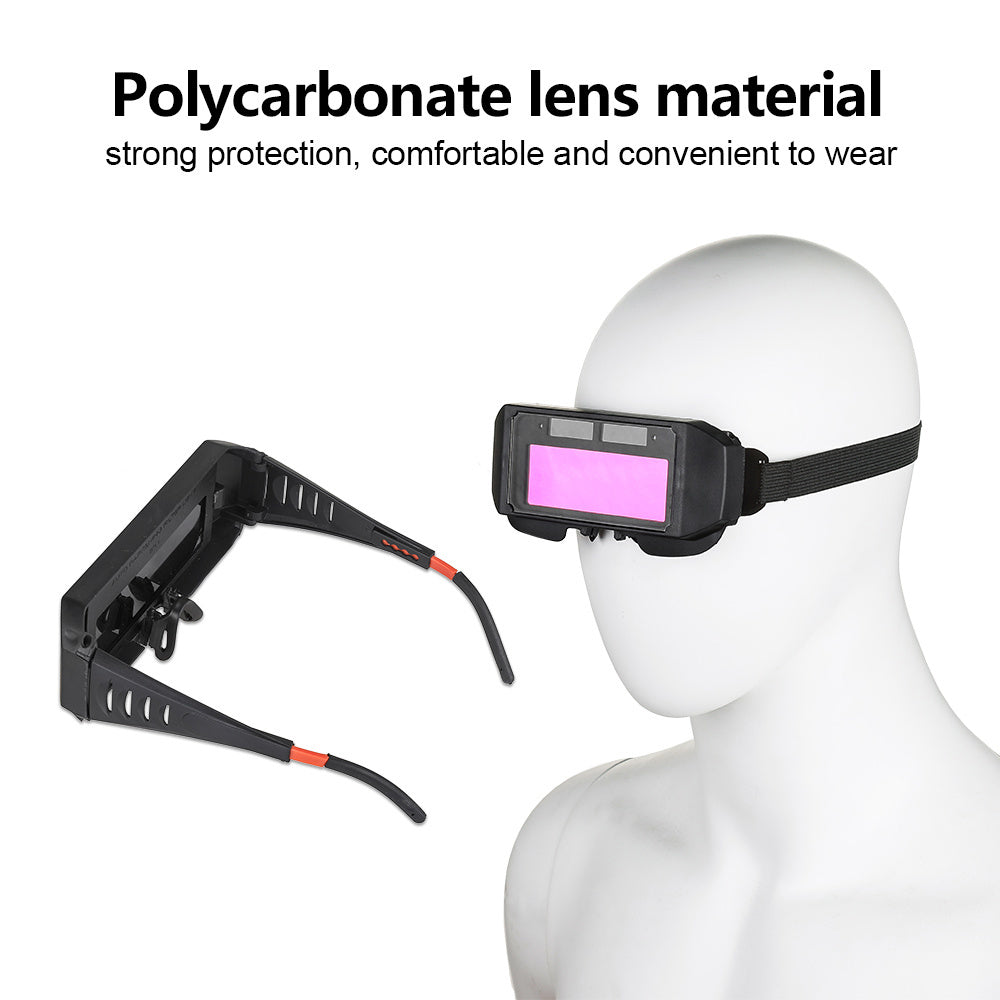 Auto darkening welding goggles for eye protection.