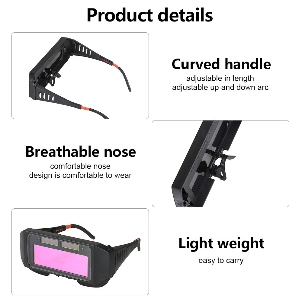 Auto darkening welding goggles for eye protection.