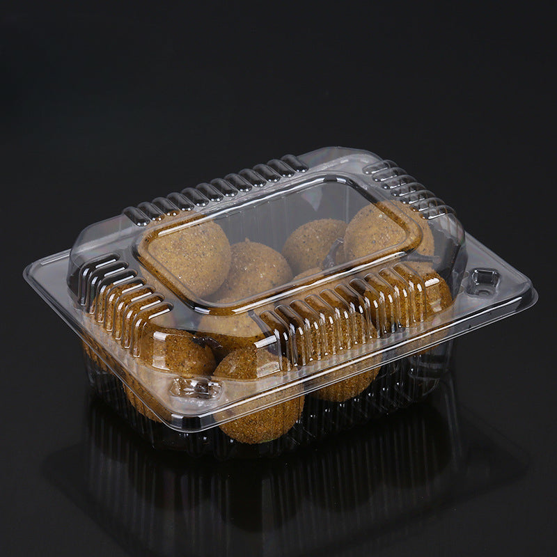 50 or 100 pieces of disposable fruit boxes for household use. These transparent plastic boxes are ideal for packaging fruits.