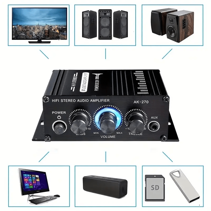 Новый универсальный автомобильный MP3 мини усилитель мощности 400W стерео аудио звук для домашнего кинотеатра.