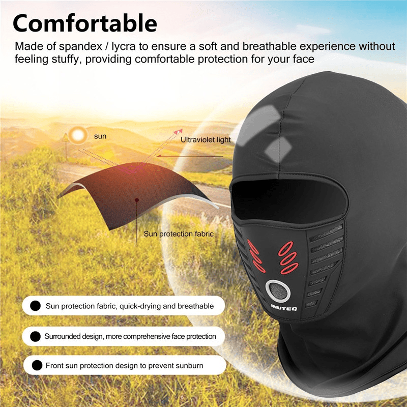 Winter Balaclava Motorcycle Face Mask Waterproof Ski Mask in Black for Women and Men - Full Face Cover and Neck Gaiter Mask, Unisex