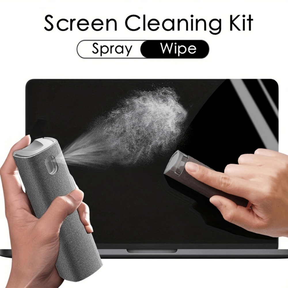 Get your hands on our 2-in-1 Screen Cleaner Spray and Microfiber Cloth - ideal for cleaning phones, laptops, and tablets!