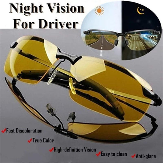 Night vision glasses for outdoor sports and night driving, available in sets of 1, 2, or 4, for men and women. Fashionable semi-rimless design.