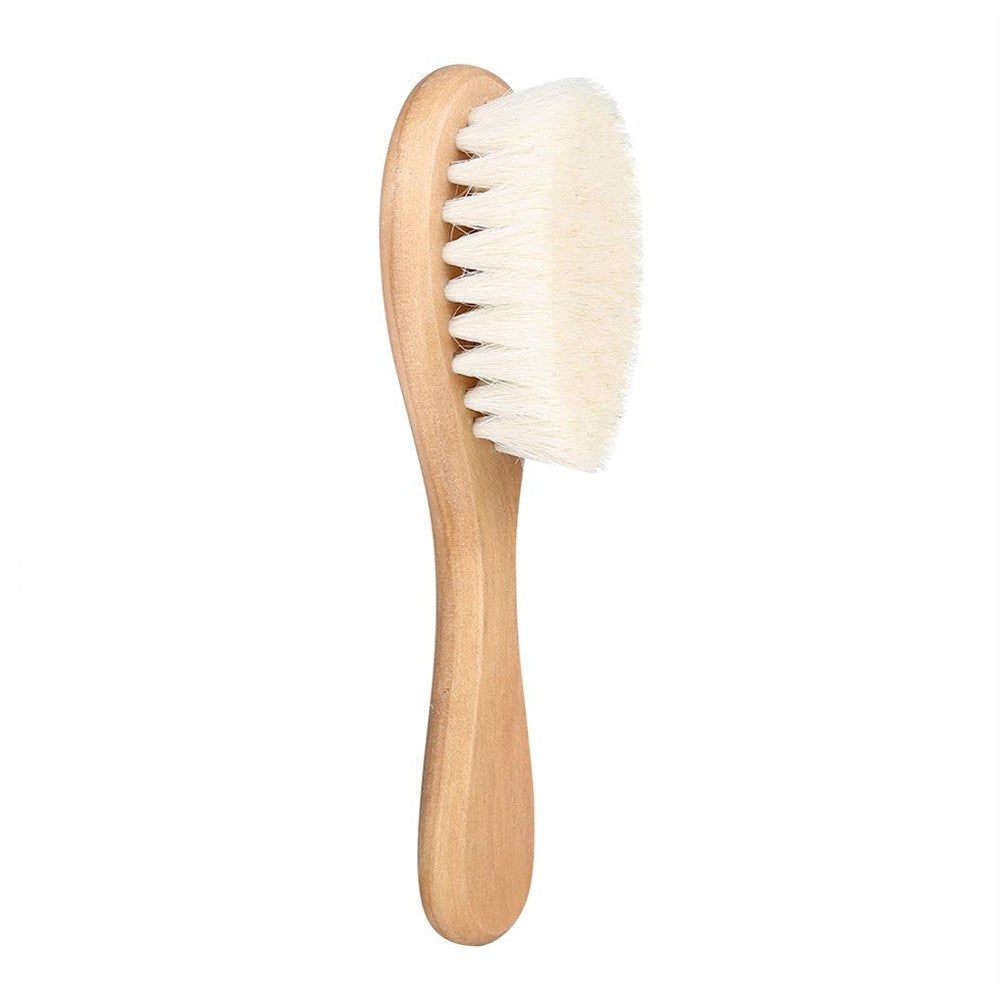 Newborn Wool Hair Brush for Toddlers - Super Soft Wooden Baby Hair Brush