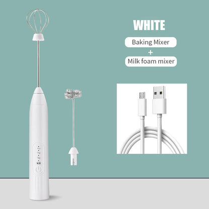 USB Rechargeable Electric Egg Beater & Coffee Mixer - Dual Head Milk Frother and Baking Stirrer in One Convenient Tool for Home and Professional Chefs