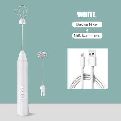 USB Rechargeable Electric Egg Beater & Coffee Mixer - Dual Head Milk Frother and Baking Stirrer in One Convenient Tool for Home and Professional Chefs