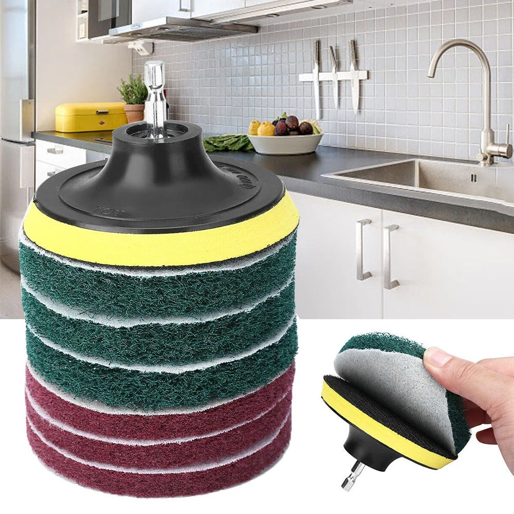 Set of 8 Tile Scrubber Brushes, Ideal for Bathroom, Floor, and Tub Cleaning - Comes with Scouring Pads and Cleaning Accessories - Must-Have Supplies for Apartments and College Dorms