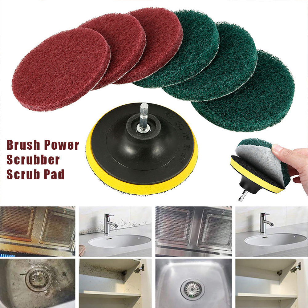 Set of 8 Tile Scrubber Brushes, Ideal for Bathroom, Floor, and Tub Cleaning - Comes with Scouring Pads and Cleaning Accessories - Must-Have Supplies for Apartments and College Dorms