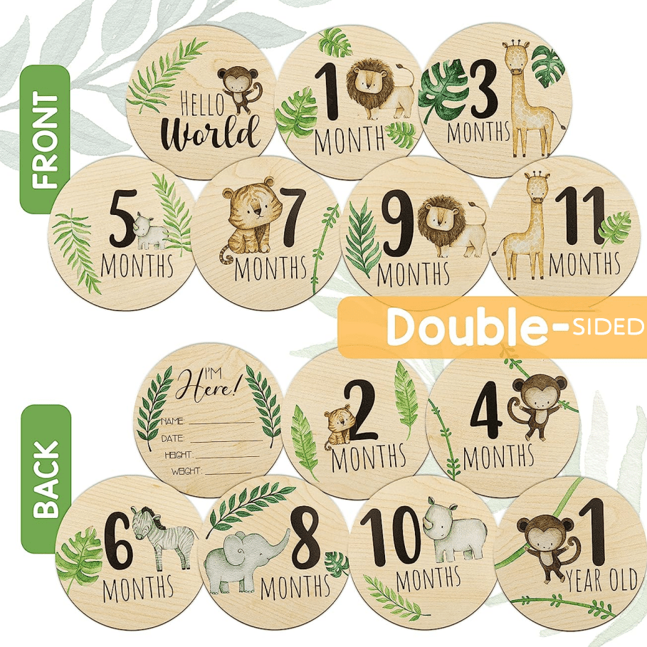 Celebrate each month of your baby's first year with our Wooden Baby Monthly Milestone Cards and Wood Announcement Signs! These Welcome Newborn Photography Props are perfect for capturing those precious moments, and the Month Rounds Cards make a great