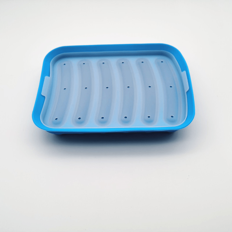 Silicone Sausage Maker with 6 Cavities and Lid - Simple to Use for Pressing and Stuffing, Non-Stick, Can be Washed in Dishwasher - Great for DIY Hot Dogs, Cakes & Other Treats - Essential Baking Utensil for the Kitchen