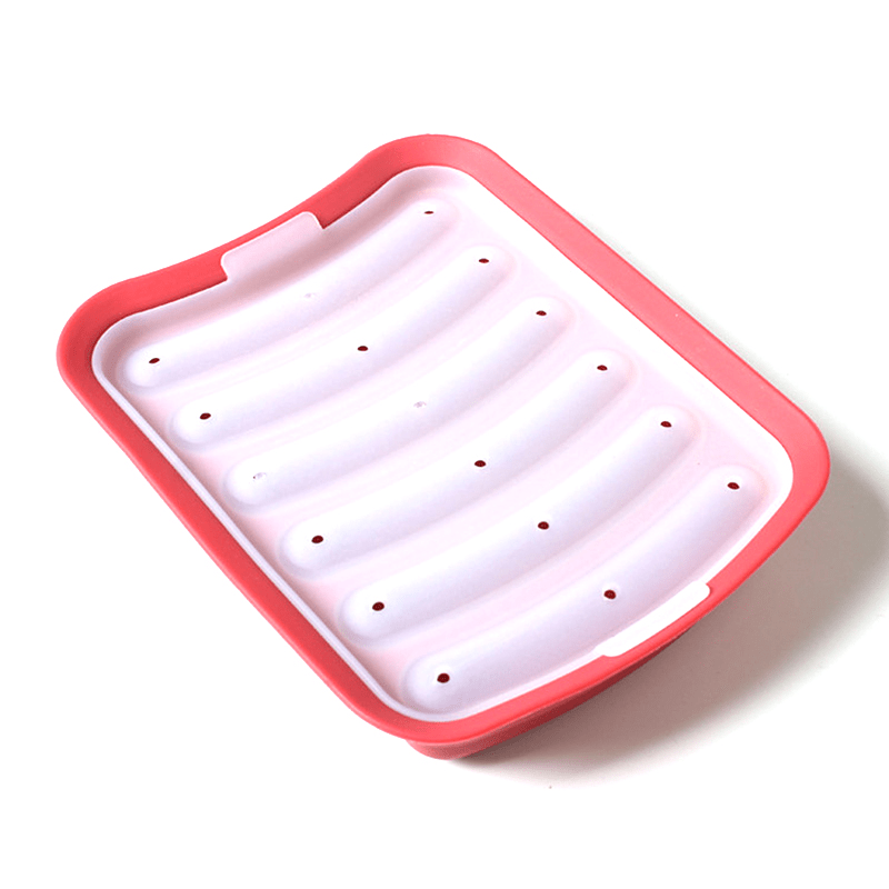 Silicone Sausage Maker with 6 Cavities and Lid - Simple to Use for Pressing and Stuffing, Non-Stick, Can be Washed in Dishwasher - Great for DIY Hot Dogs, Cakes & Other Treats - Essential Baking Utensil for the Kitchen