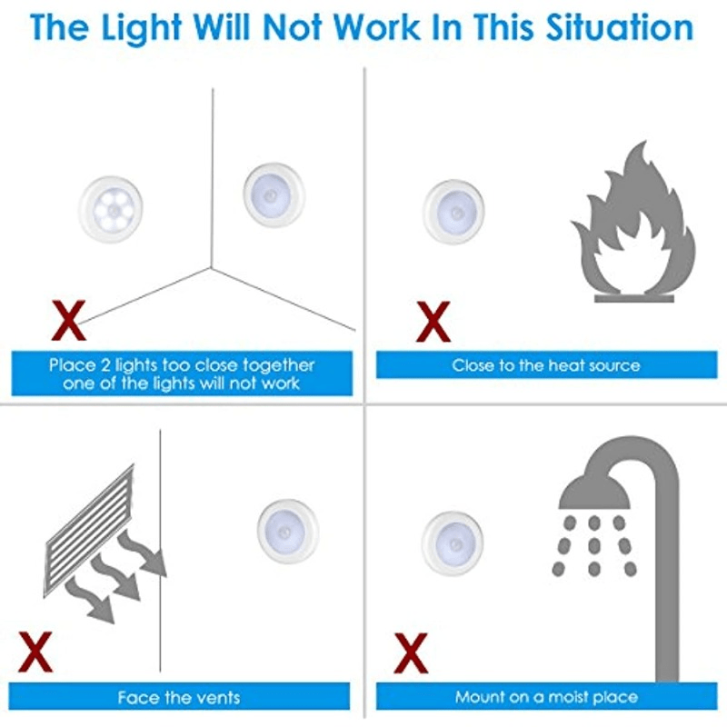 Motion Sensor Light, Indoor LED Night Light, Cordless Battery Operated, For Cabinet Kitchen Step Bedroom Bathroom. Available in 1pc, 3pcs, or 6pcs.