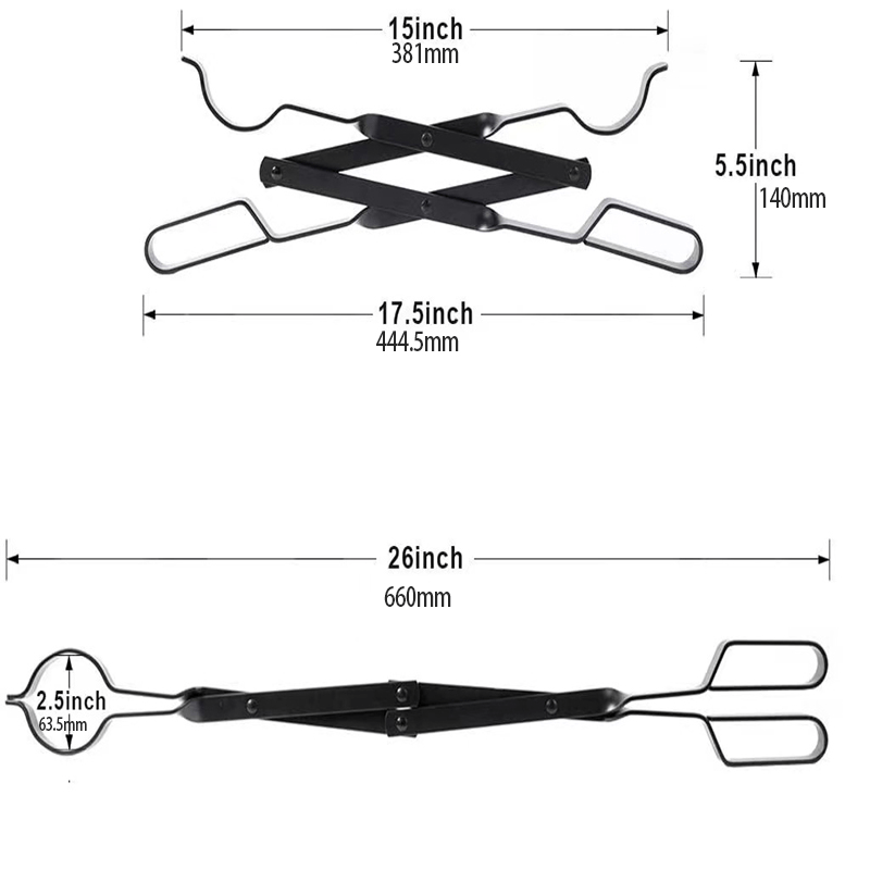 Stanbroil presents its durable 66.04cm Heavy-Duty Steel Campfire Tongs in Black. This foldable log grabber features a strong grip for safe wood handling, making it perfect for both outdoor fire pits and indoor fireplaces.