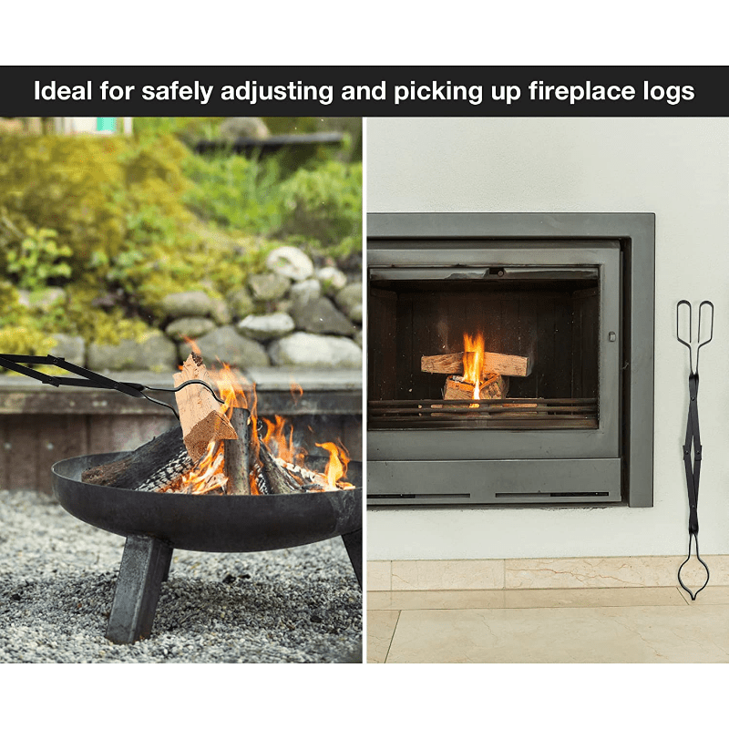 Stanbroil presents its durable 66.04cm Heavy-Duty Steel Campfire Tongs in Black. This foldable log grabber features a strong grip for safe wood handling, making it perfect for both outdoor fire pits and indoor fireplaces.