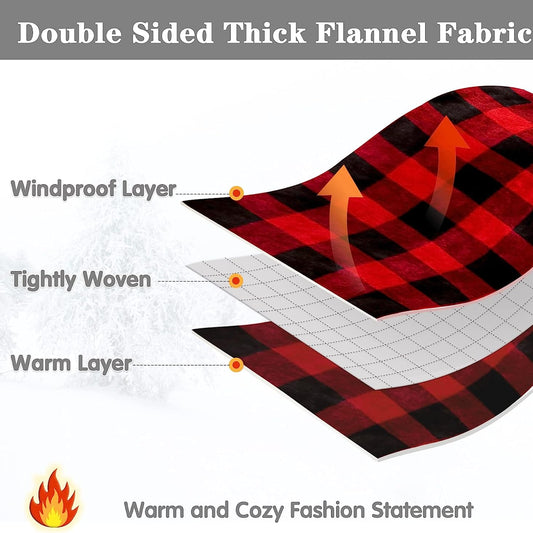 Stay warm and cozy this fall and winter with our 1pc Cozy Giant Plaid Fleece Hoodie Blanket featuring adorable reindeer antlers. This ultra-warm, oversized red and black flannel sweatshirt is perfect for both men and women, and is machine washable for