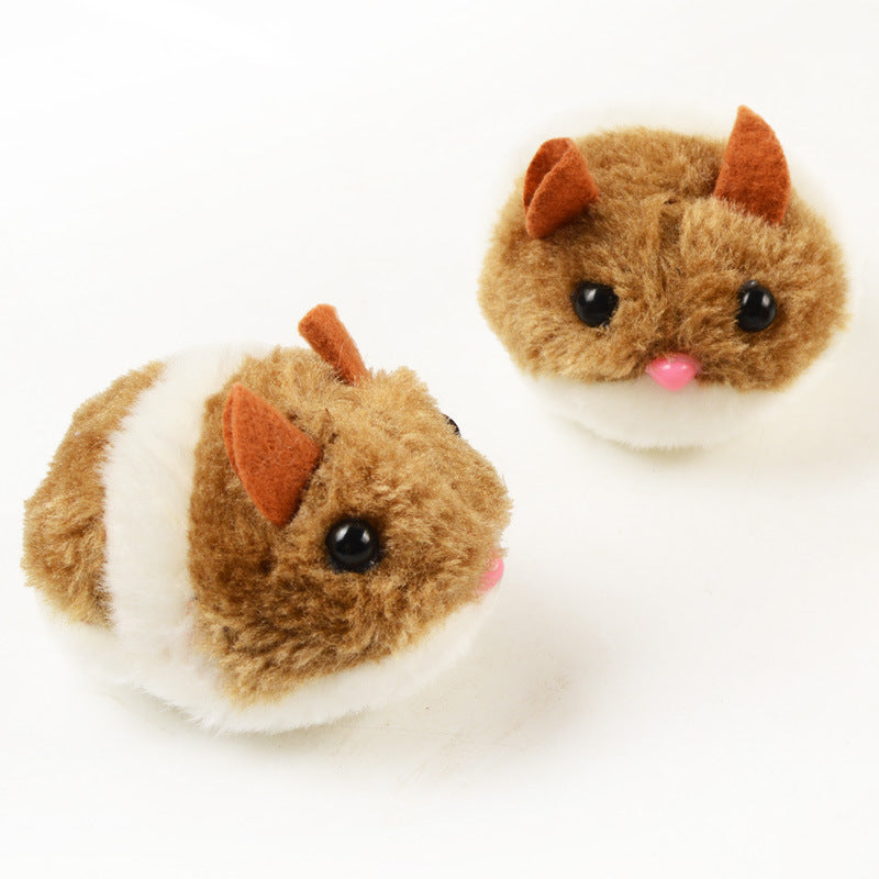 Plush cat toy with funny cute mouse design shakes and moves to tease cats.