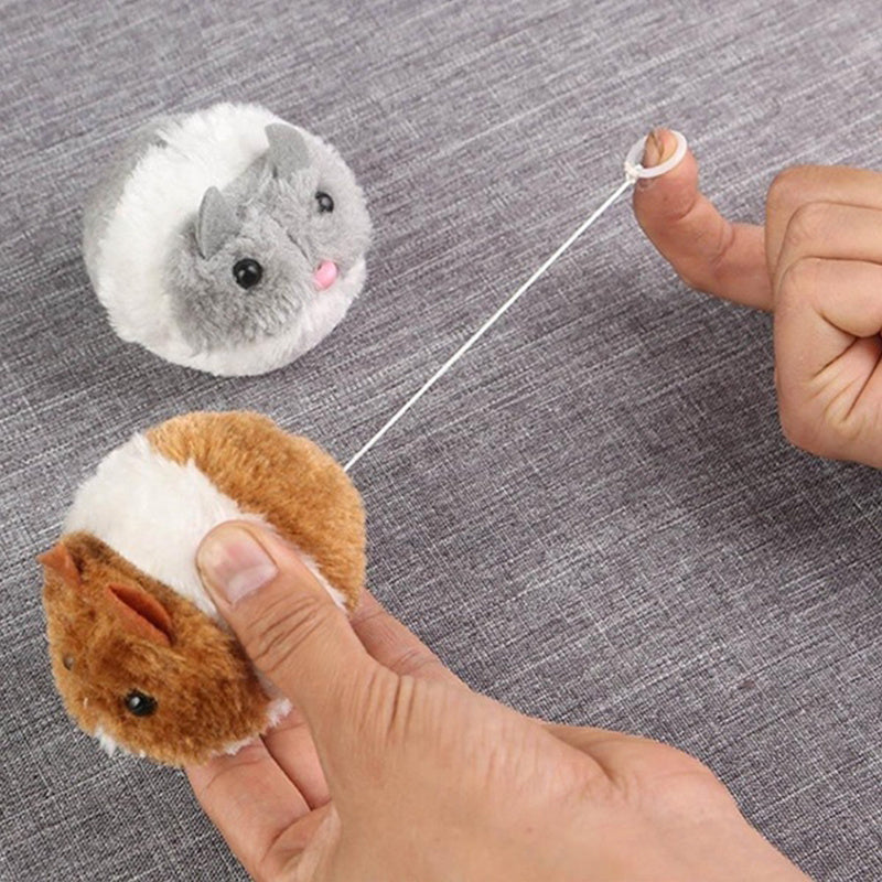 Plush cat toy with funny cute mouse design shakes and moves to tease cats.