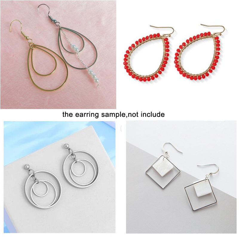 Earring Making Kit with 60 Copper Pieces - Includes Various Sizes of Square, Circle, and Waterdrop Hoops for DIY Jewelry Crafting, Findings, Connectors.