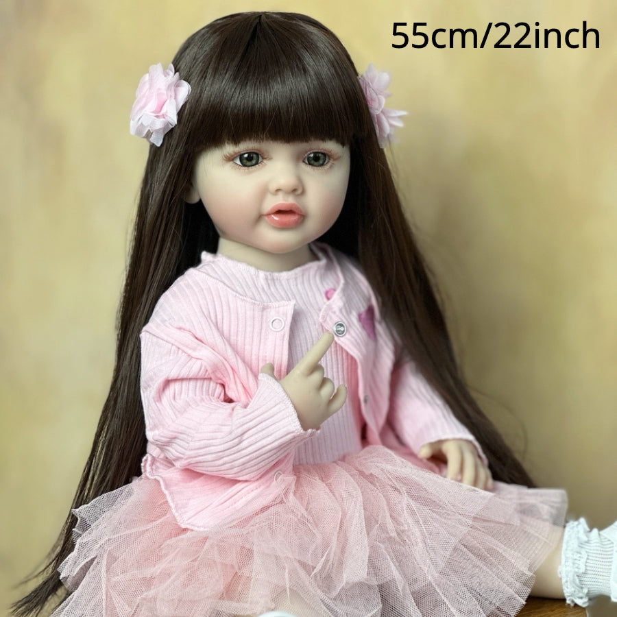 22-Inch Youngsters Girl Doll in Pink with Soft Silicone Body - Includes Clothes, Soothing Item, Bottle & Birth Card - Perfect Birthday Gift for Young Princesses