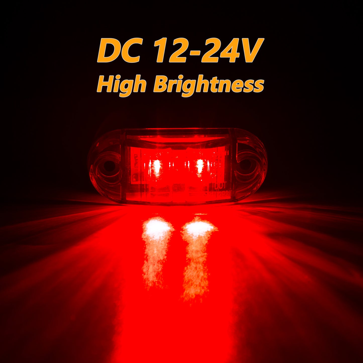 10 Universal LED marker lights for trucks, RVs, and other vehicles, with amber/red/white indicator bulbs, rear placement, and hard wiring. Operating on 12V-24V without a battery.