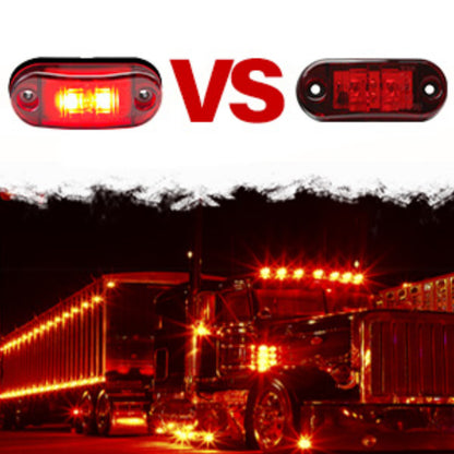 10 Universal LED marker lights for trucks, RVs, and other vehicles, with amber/red/white indicator bulbs, rear placement, and hard wiring. Operating on 12V-24V without a battery.