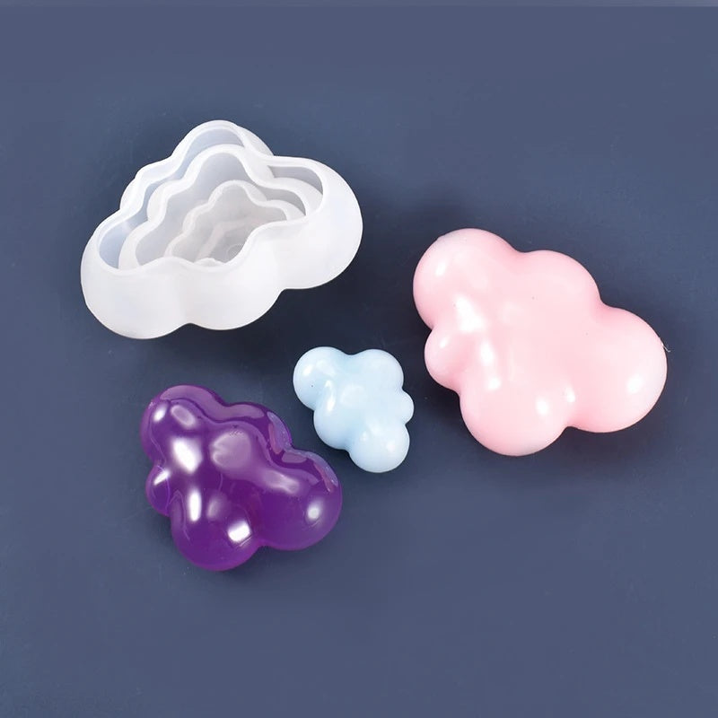 Cloud Shaped Silicone Mold Set of 3 for Making DIY Pudding, Chocolate, Crystal Candy, Desserts, Ice Cubes, Gum Paste, Cupcake Toppers, Soaps, Ice Cream, and more Baking Creations - Essential Kitchen Gadgets