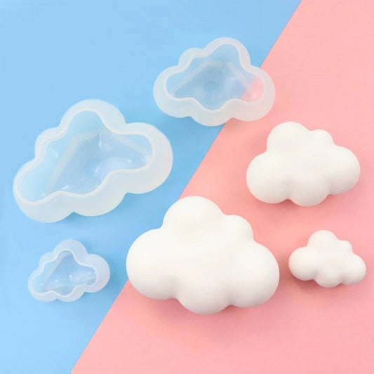 Cloud Shaped Silicone Mold Set of 3 for Making DIY Pudding, Chocolate, Crystal Candy, Desserts, Ice Cubes, Gum Paste, Cupcake Toppers, Soaps, Ice Cream, and more Baking Creations - Essential Kitchen Gadgets