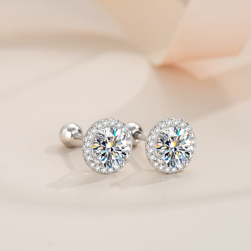 Stylish 925 Sterling Silver Moissanite Earrings, perfect for both Men and Women, in 0.5 or 1 Carat sizes. Featuring a hip hop rock style, these earrings come with sleep free screw earplugs, making them a great Halloween, New Year, Birthday or Anniversary