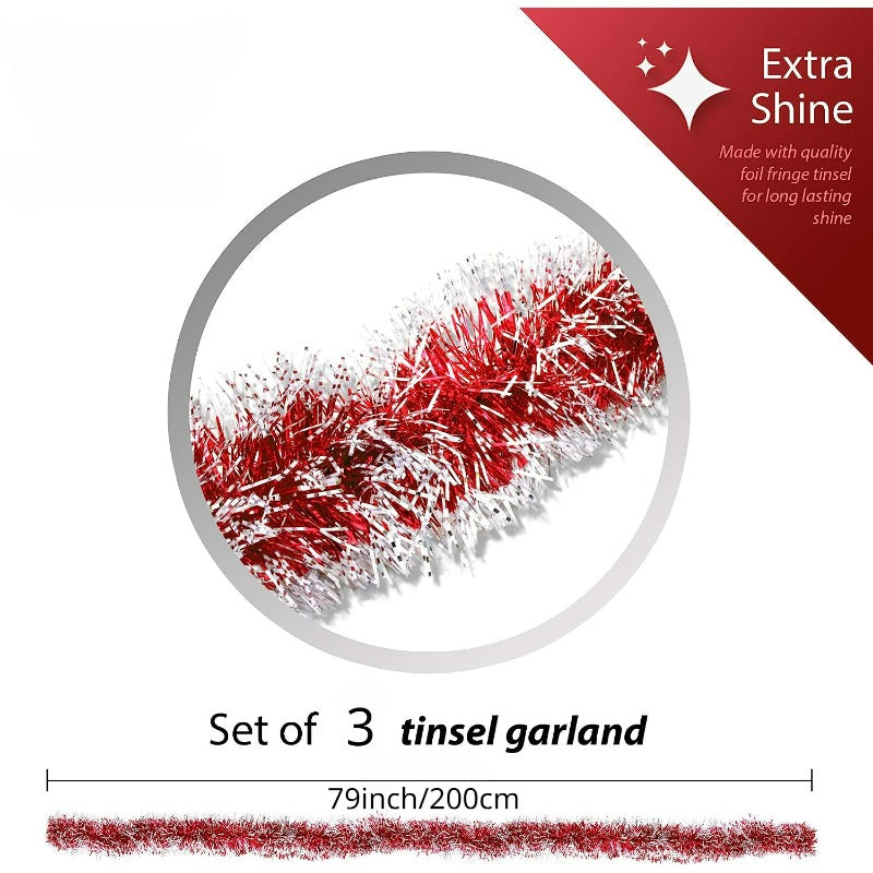 3pcs of 6.1m Christmas tinsel garland for indoor and outdoor decorations.