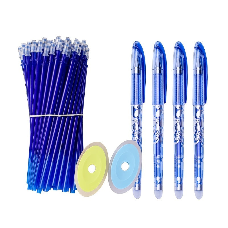 One pack of 0.5mm erasable gel pens with refills and erasers for office and school use.