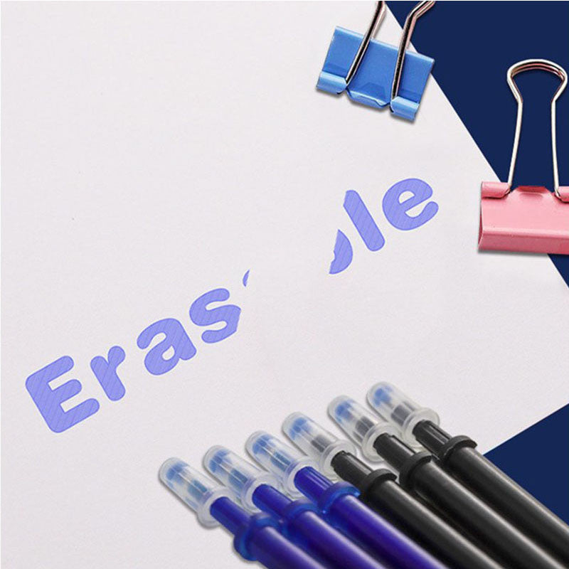 One pack of 0.5mm erasable gel pens with refills and erasers for office and school use.