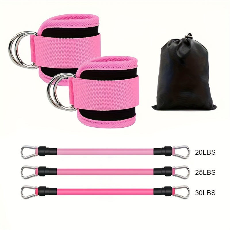 5 ankle resistance bands with straps for leg and hip training, muscle exercise, and yoga.