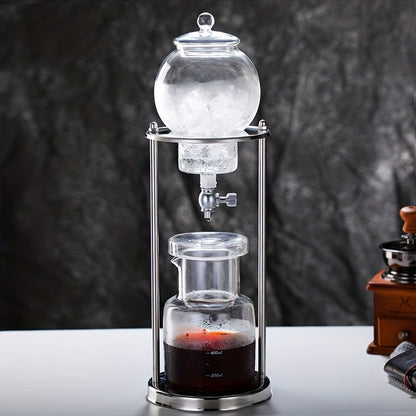 One-piece Glass Cold Brew Coffee Pot with Stand, Iced Drip Coffee Brewer, Handcrafted Coffee Pot Set