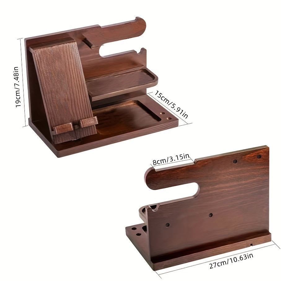 1 piece Wooden Desktop Organizer Stand for storing phone, keys, watch, glasses, coins - ideal gift for men.