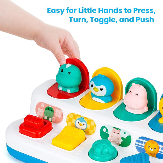 Enhance your baby's growth and learning with this interactive pop-up sensory toy featuring adorable animal characters! Perfect for Christmas, Halloween, Thanksgiving, Easter, or any gift-giving occasion.