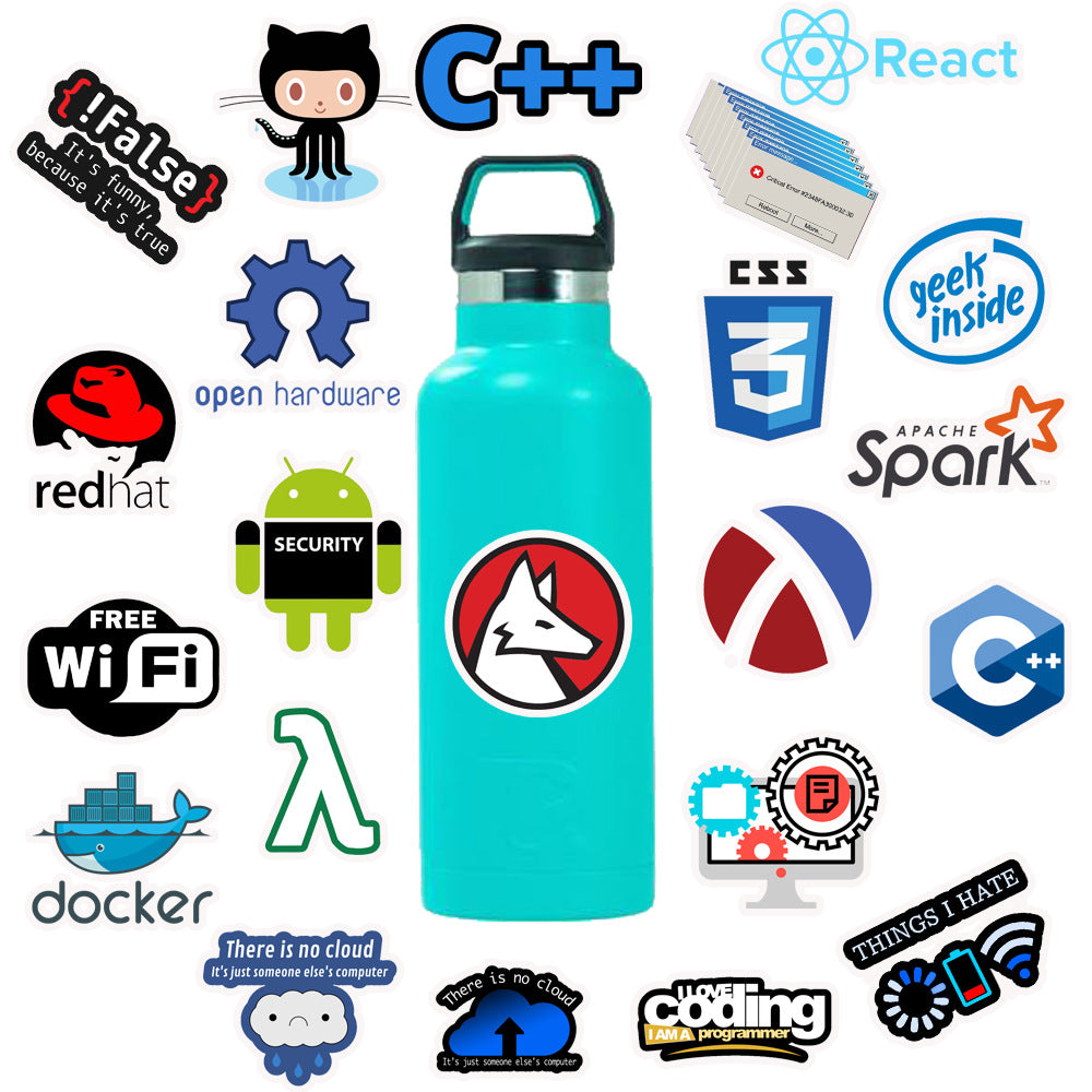 50 Java programmer PVC stickers for DIY on various surfaces.