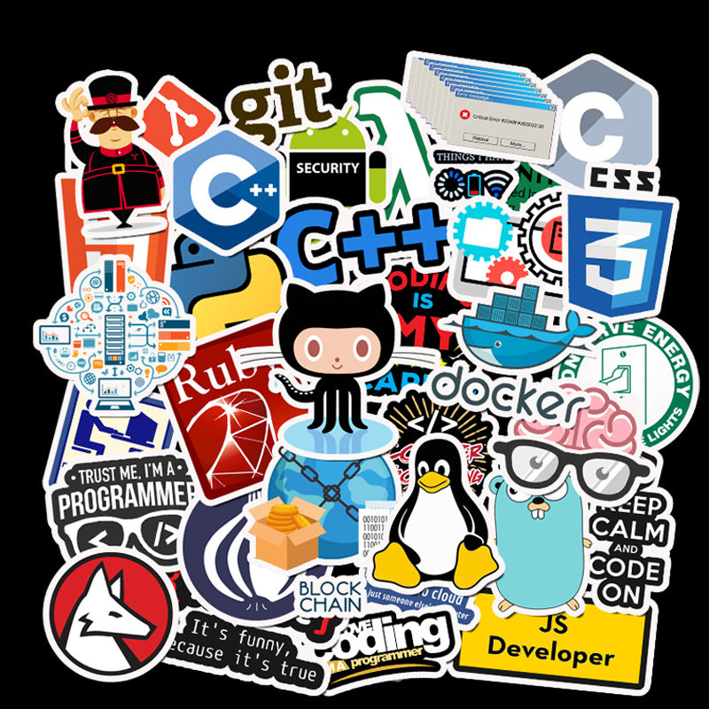 50 Java programmer PVC stickers for DIY on various surfaces.