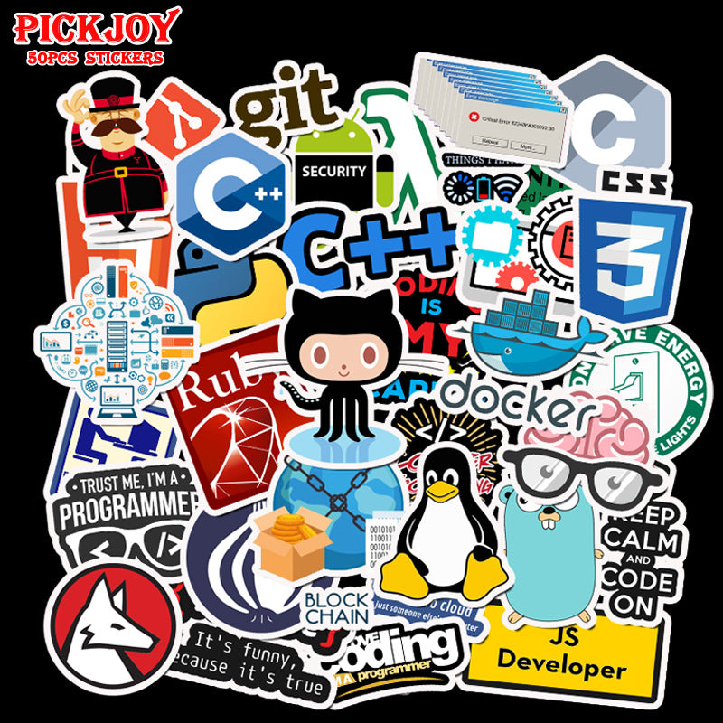 50 Java programmer PVC stickers for DIY on various surfaces.