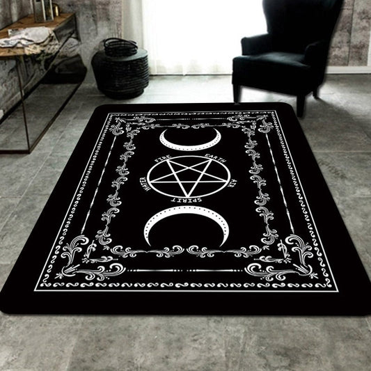 Pentagram Moon Carpet: Perfect for Living Room or Bedroom, Durable and Anti-slip, Easy to Clean and Machine Washable. Enhance Your Home Decor with this Large Area Rug.