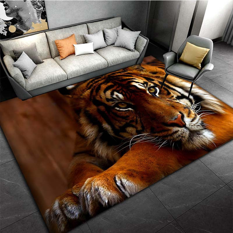 3D Non-Slip Tiger Print Doormat - Easy to Clean, Lightweight Rug Perfect for Living Room, Bedroom, or Office - Offered in 3 Different Sizes