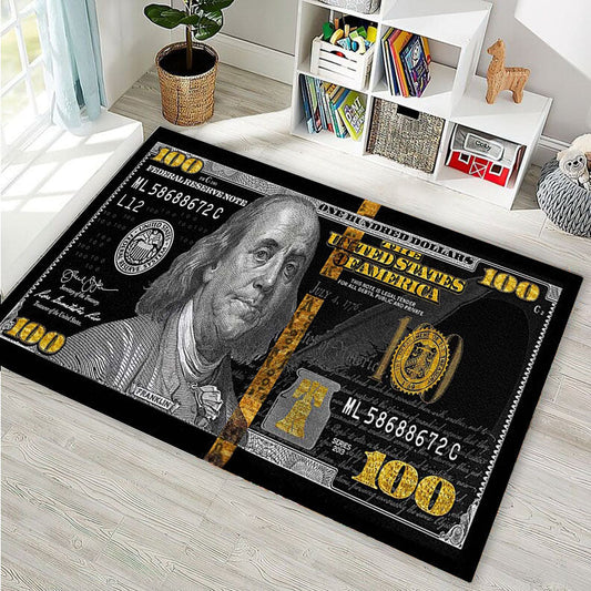 Add a touch of luxury with the Fortune Realistic $100 Bill Design Bathroom Carpet - Soft, Non-Slip, Waterproof & Wrinkle-Resistant, available in Multiple Sizes for any area in your Home. Made with High-Quality Polyester, this Machine Washable Mat is