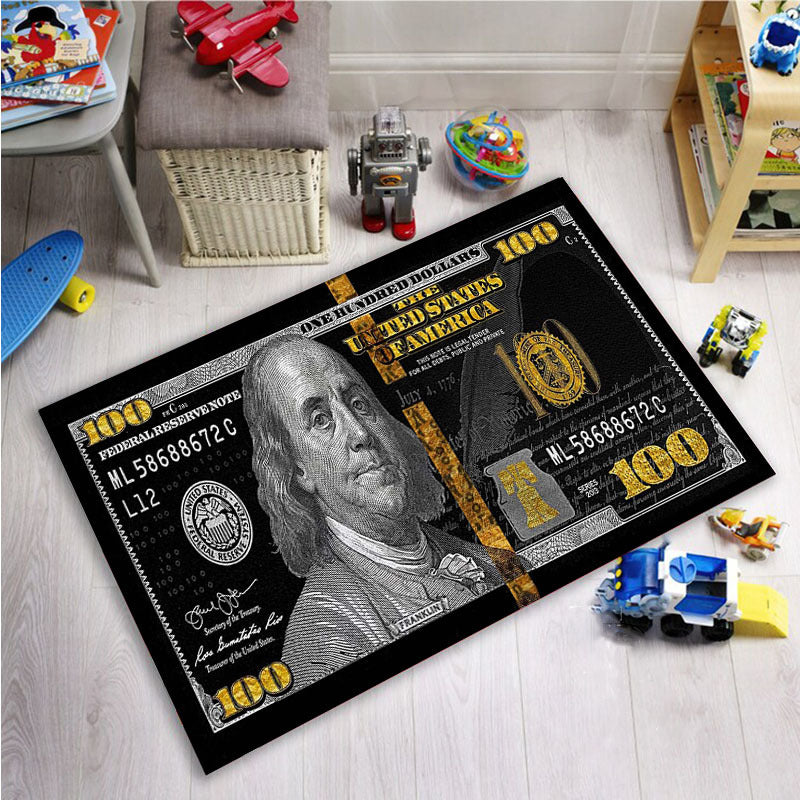 Add a touch of luxury with the Fortune Realistic $100 Bill Design Bathroom Carpet - Soft, Non-Slip, Waterproof & Wrinkle-Resistant, available in Multiple Sizes for any area in your Home. Made with High-Quality Polyester, this Machine Washable Mat is