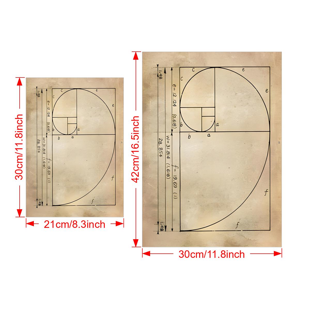 One canvas poster featuring the Fibonacci spiral and golden ratio, perfect for living room or home decor.